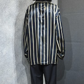 stripe pattern satin pajama shirt