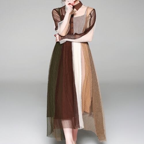 ワンピース レディース ロングワンピース 袖あり 長袖 ロング ロング丈 襟付き シャツ シフォン ベルト ボタン 透け感 きれいめ 上品 エレガント フェミニン シック おしゃれ お洒落 かっこいい クール モード系 セクシー おとな こなれ感 ラフ 個性的 レトロ モダン 抜け感 華やか 無地 デート お出かけ 女子会 休日 パーティー イベント リゾート 旅行 アート鑑賞 カフェ巡り 街歩き S M L XL 2XL 記念日 食事会 20代 30代 40代 体型カバー 送料無料 インスタ お呼ばれ