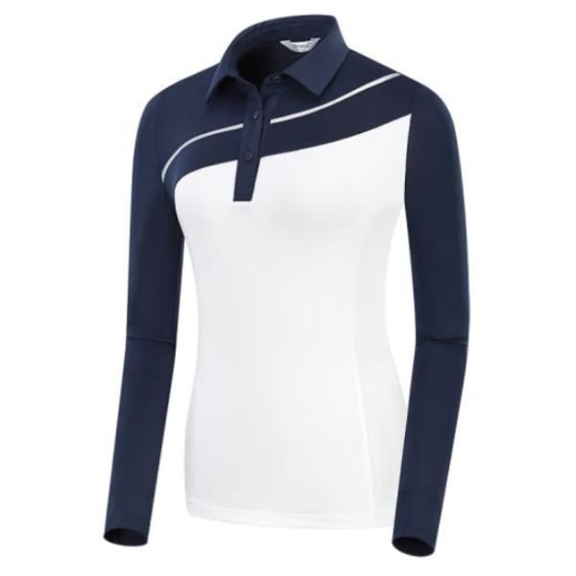 ゴルフウェア スポーツウェア シャツ レディース ガールズ ゴルフ スポーツ 春夏 ポロシャツ 長袖 コントラストカラー Tシャツ 球技 カジュアル