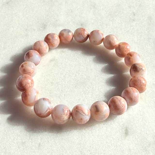 【レア・超美石】【高品質】桜瑪瑙　9.5ｍｍ　ブレスレット　6113