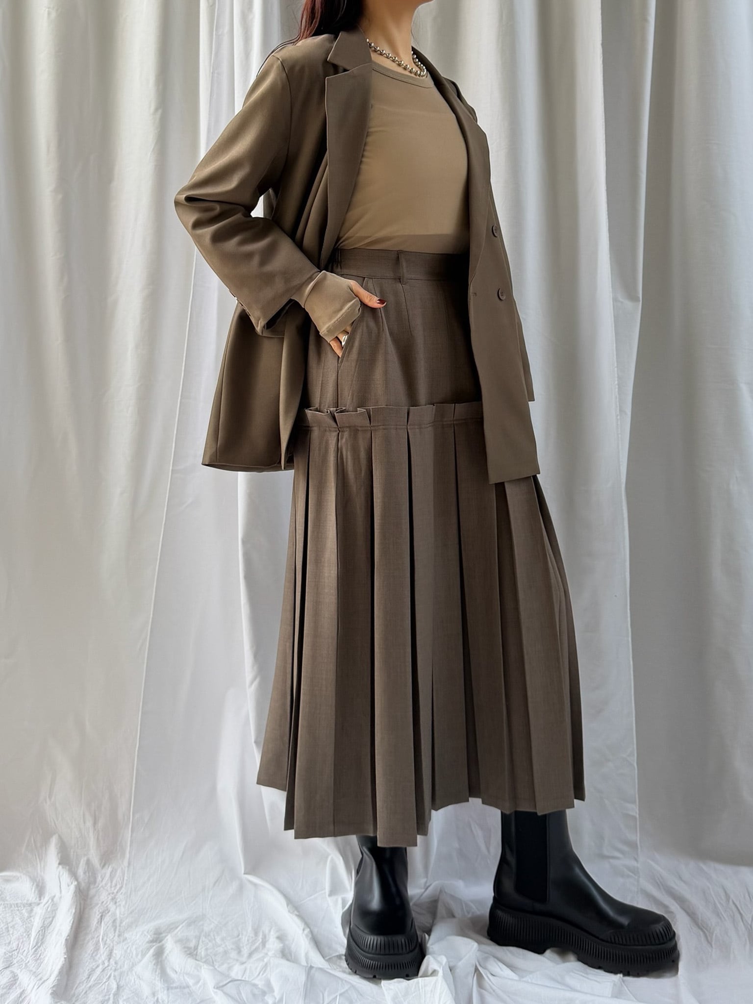 BOX PLEATS SKIRT（ﾎﾞｯｸｽﾌﾟﾘｰﾂｽｶｰﾄ）【7543107】 | CIEL'AIR
