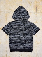 all-over pattern short sleeve hoodie