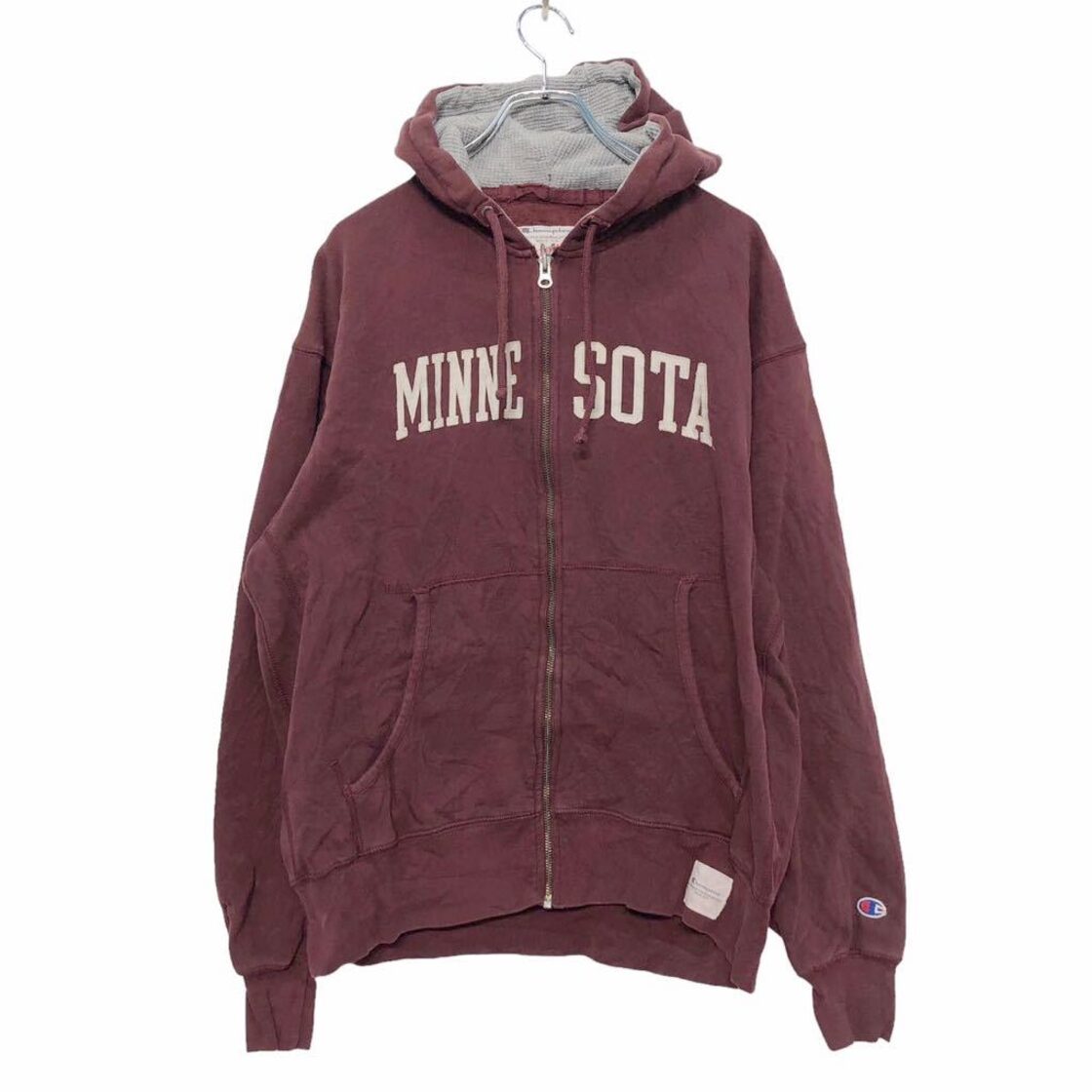 Champion ロゴ スウェット パーカー M ワインレッド ホワイト 