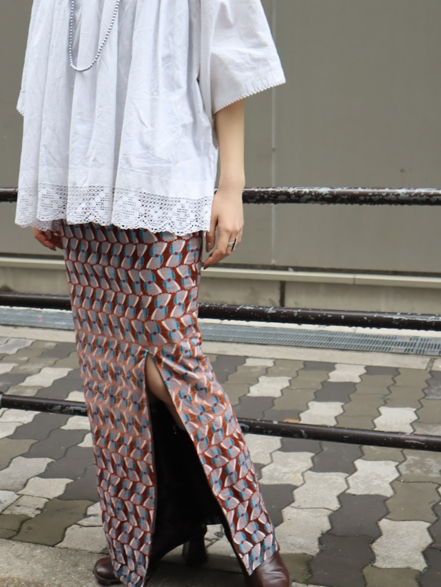 side slit batik skirt 【6017】