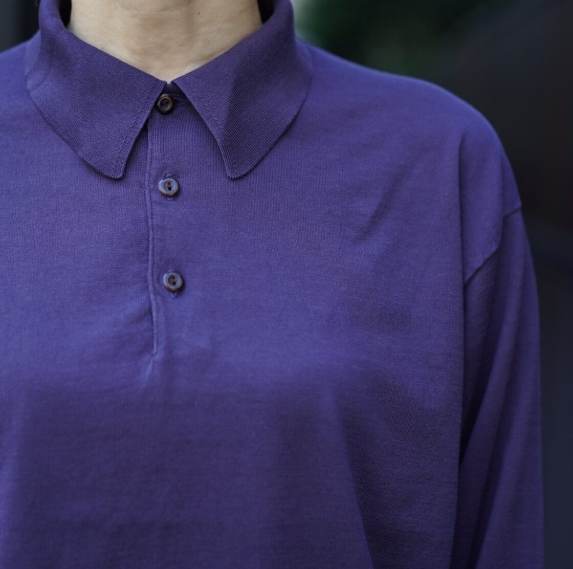 COMOLI(コモリ)18G長袖ニットポロ fade navy (X01-06023） | Pay ID