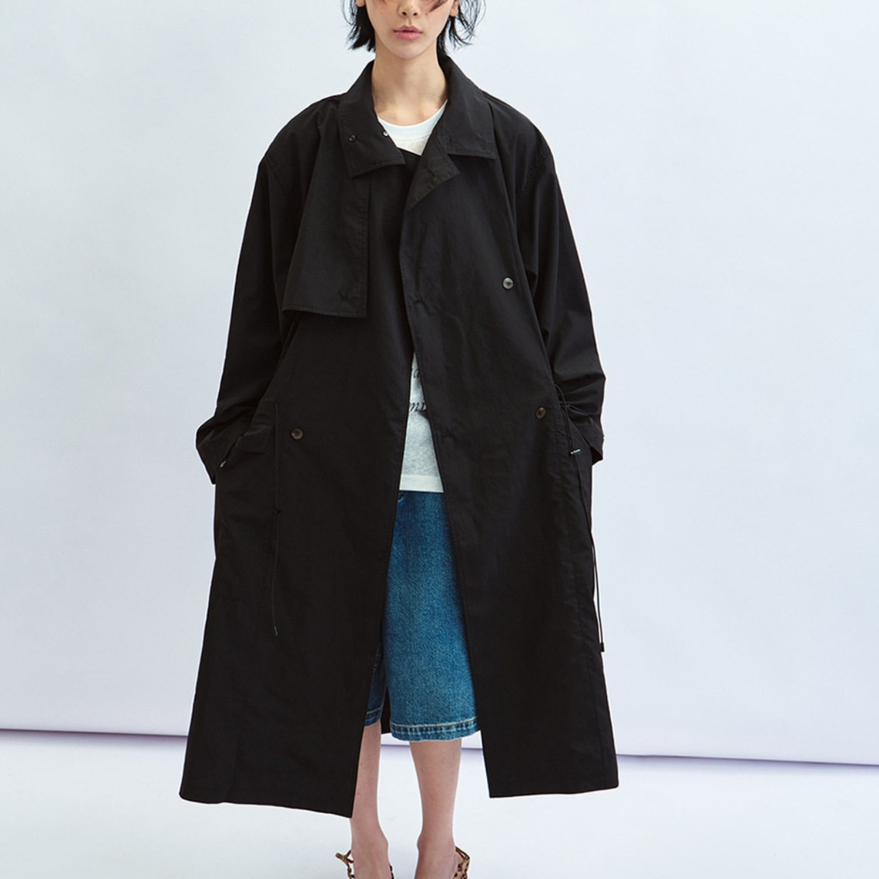 Drawstring Oversized Long Coat  T4402
