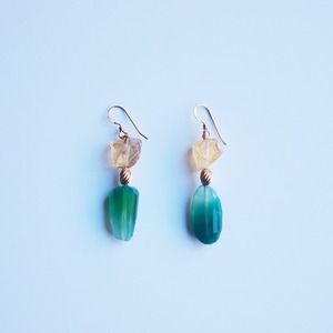 Perfume Bottle　Pierced Earrings｜Green Onyx,Citrin