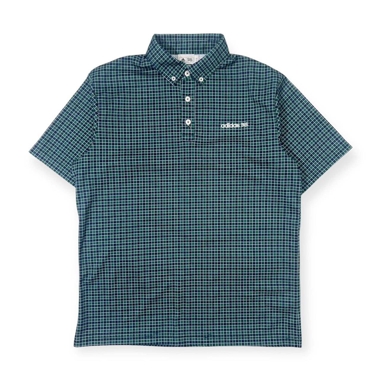 adidas GOLF アディダス ゴルフ チェック BD ボタンダウン 半袖 ポロシャツ L/G/グリーン系 メンズ