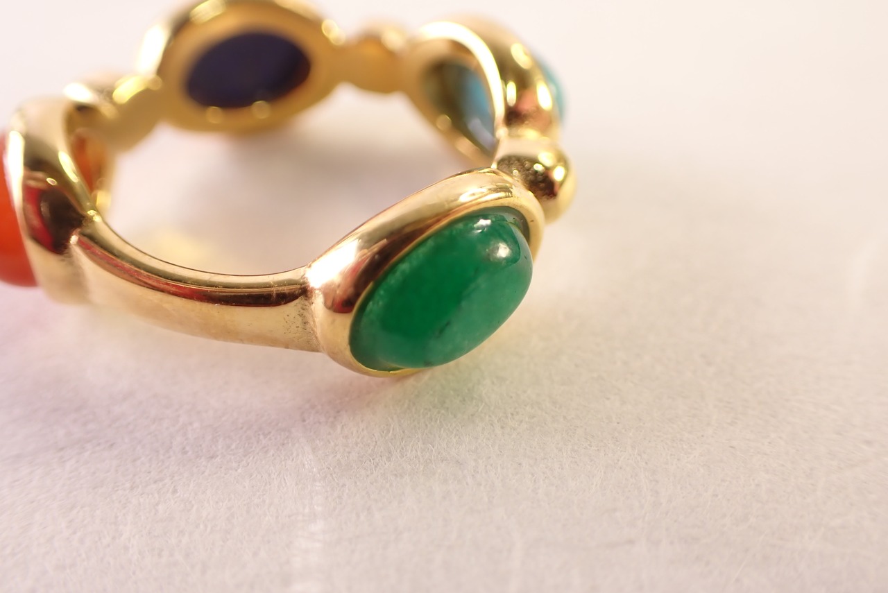 リング(ターコイズ、ラピスラズリ、カーネリアン、グリーンオニキス)　[D12-147]