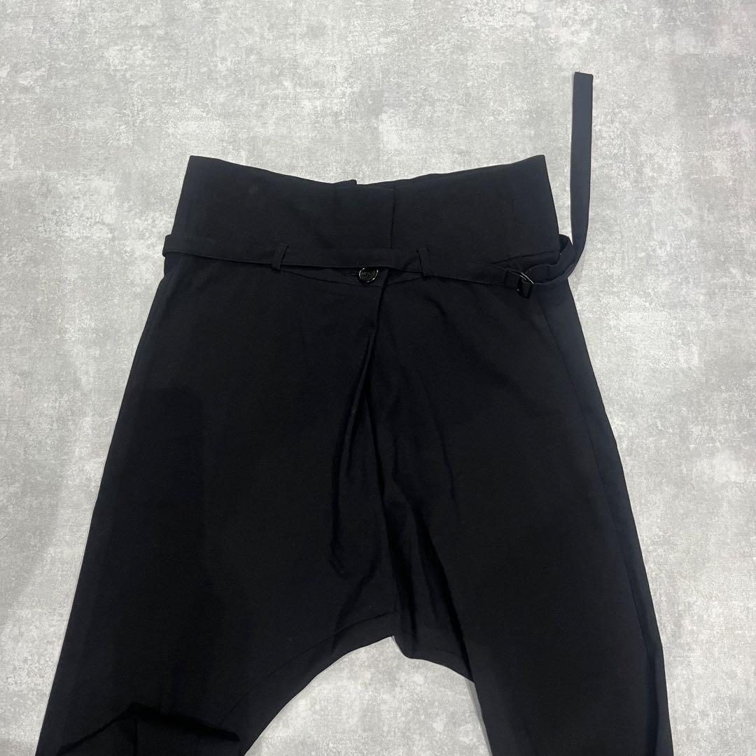 ann demeulemeester サルエルラップパンツ ベルト付 ブラック 【公式通販】
