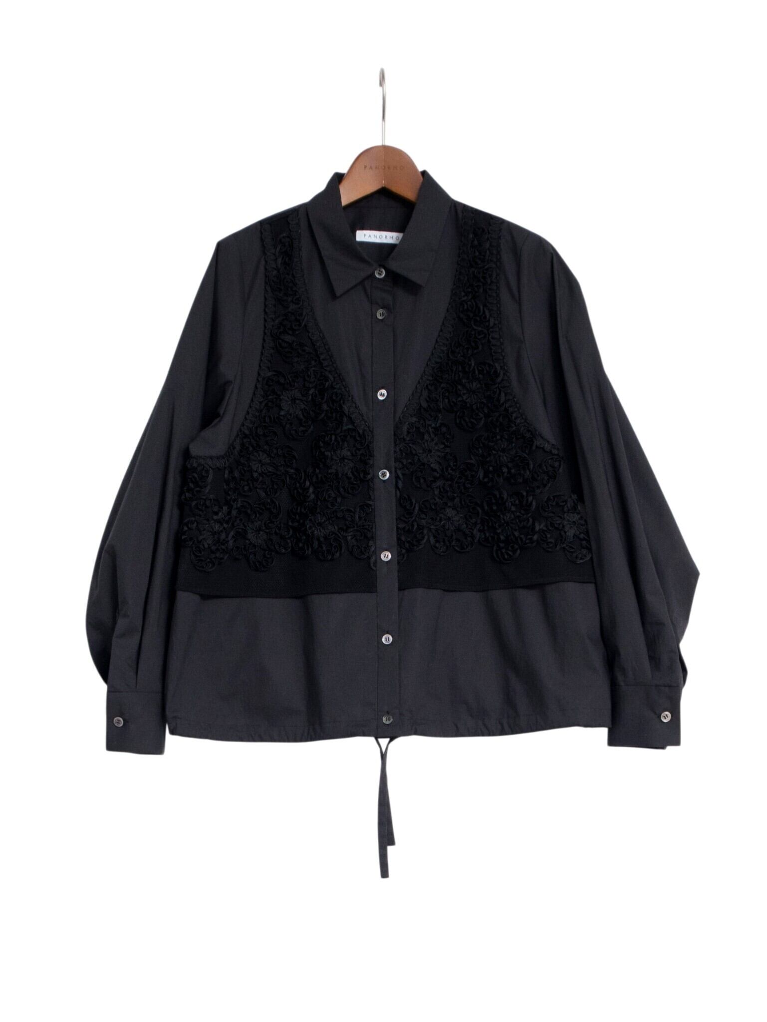 PANO-TOP-072 ∫ CODE EMBROIDERY SHIRT_WHITE | PANORMO ONLINE STORE