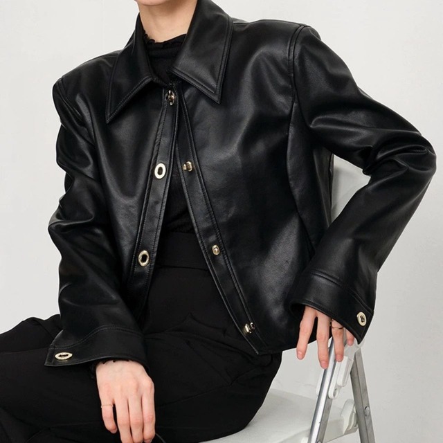 ターンロックフェイクレザージャケット　0546