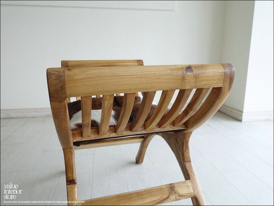 チーク材 無垢材 シングルソファfurPuti/10 ベンチ 椅子 イス スツール