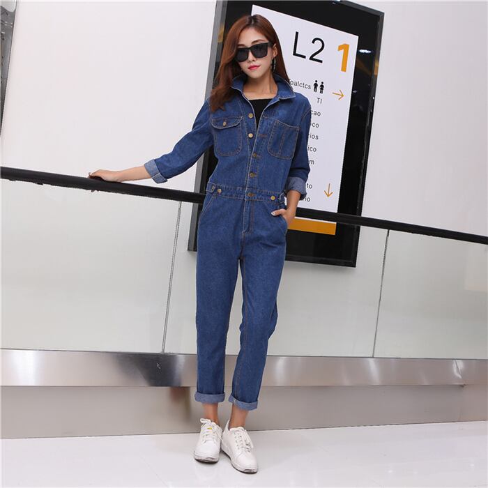 デニム 作業着風 オールインワン