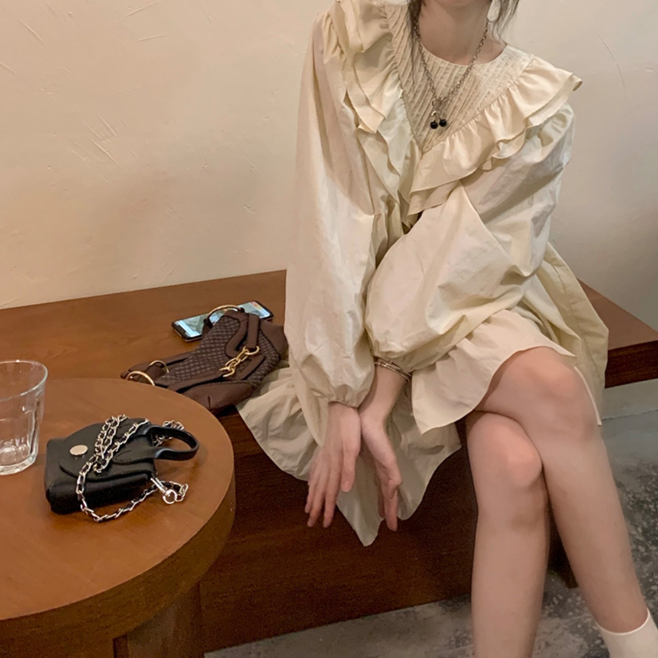 マロンクリームレトロドレス LK579