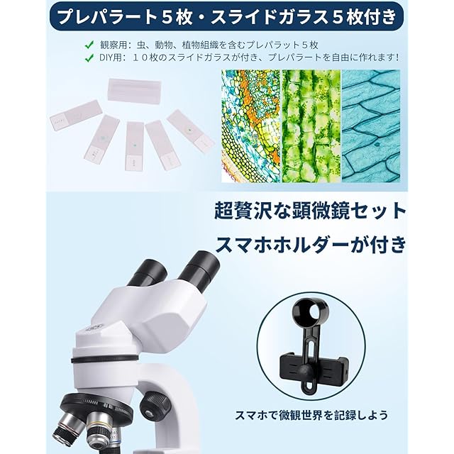 顕微鏡 40X~3200X 小学生 子供 顕微鏡セット 中学生 高校生人気 中学生