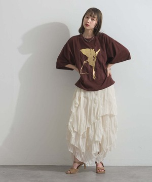 32684 ニュアンス箔プリントTシャツ brown