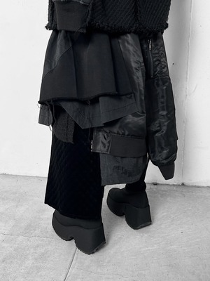 "再構築" MA-1×Denim Asymmetric Military Skirt