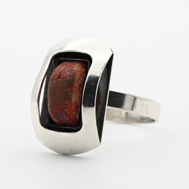 Coral Accent Modern Style Statement Ring #14.5 / Denmark