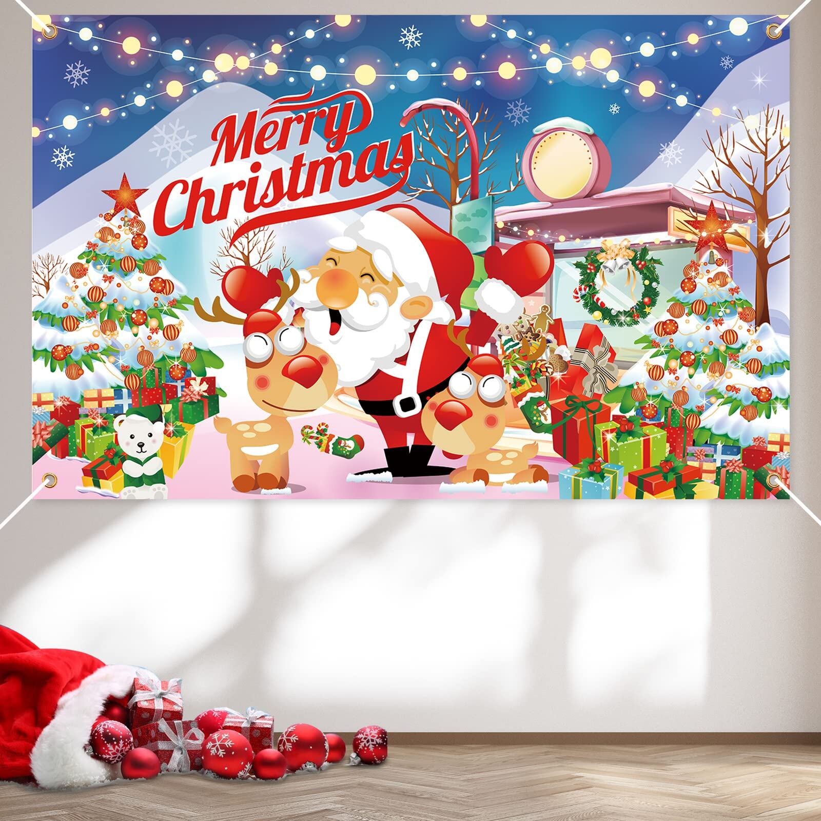 【特価処分】Paready クリスマス タペストリー 飾り 壁掛け バナー 壁 窓 玄関 多機能 装飾 Merry Christmas 背景 デコレーション インテリア 布ポスター お店 サンタさん