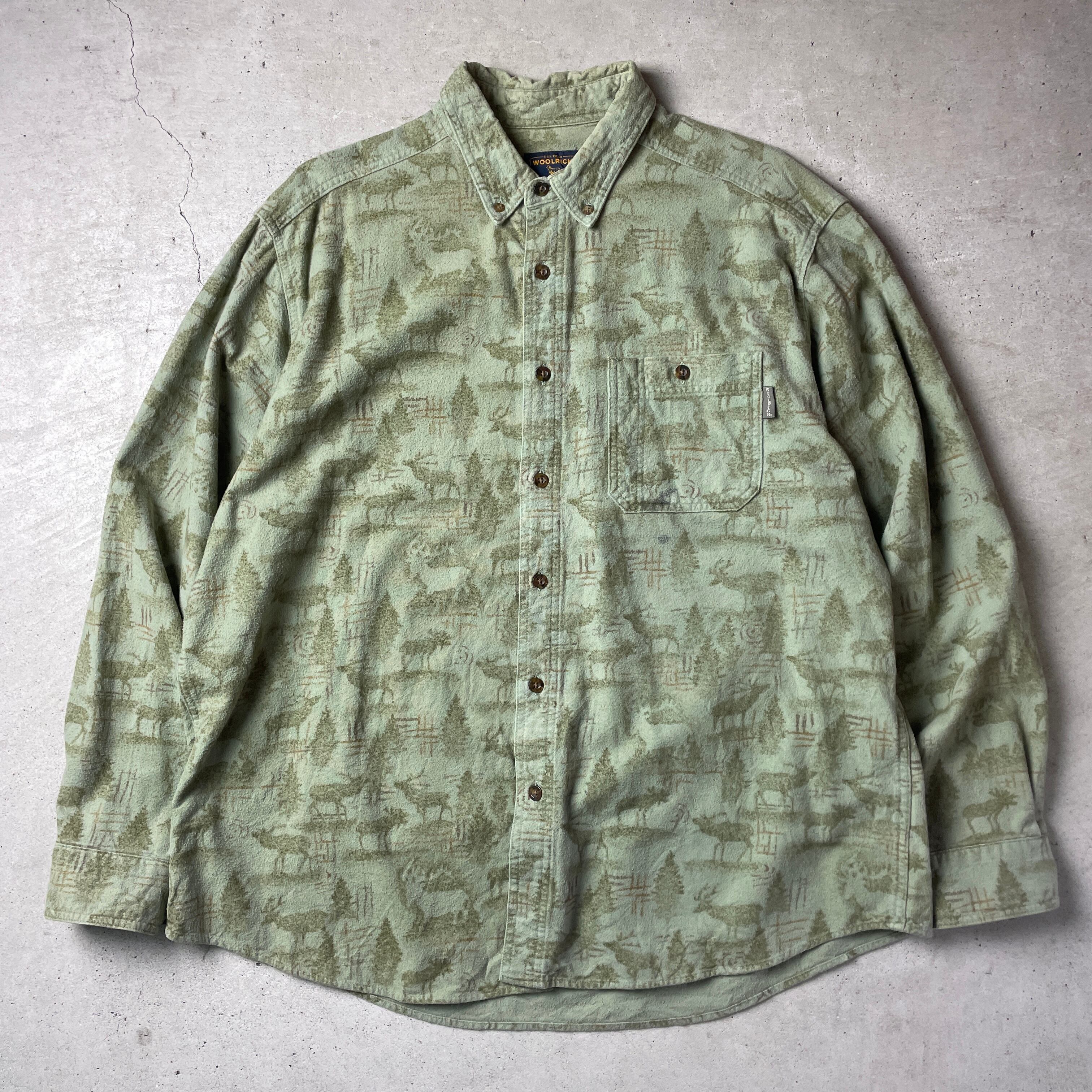 00年代 WOOLRICH ウールリッチ アニマル柄 総柄 シャモアクロスシャツ