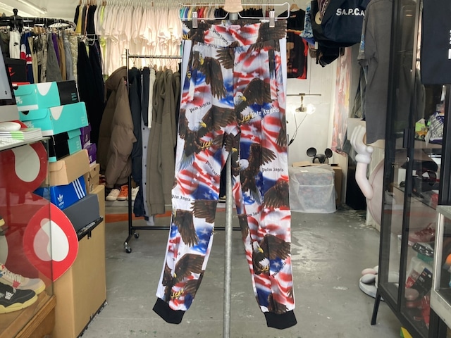 移転SALE PALM ANGELS USA FLAG & EAGLE ALLOVER SHELL TRACK PANT SMALL 30616