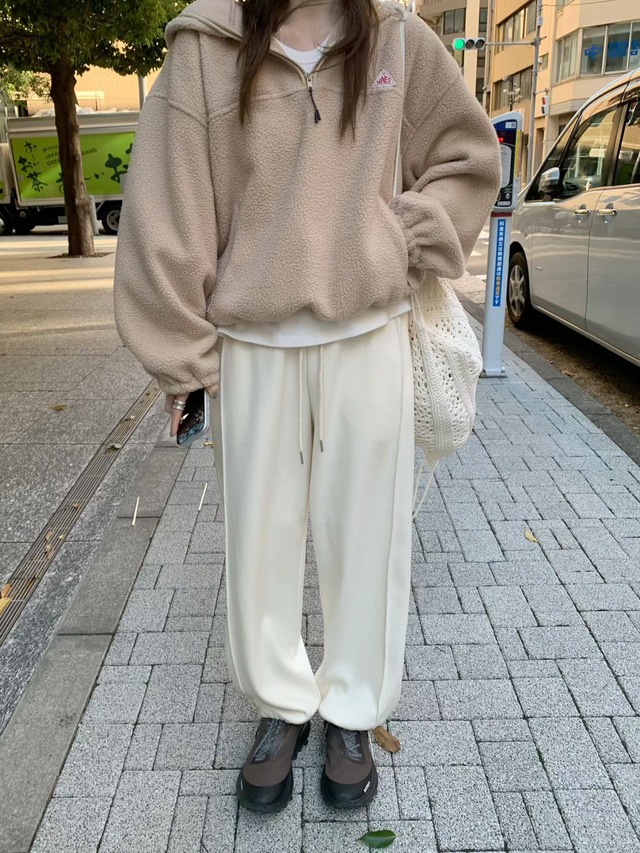 (予約) mellounge / Hooded fleece half zip-up 3color