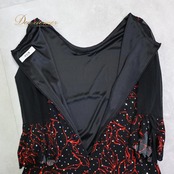 社交ダンス 衣装 JUN FASHION ドレス ワンピース ブラック系 花 花柄 ホログラム キラキラ レース 透け感 上品 練習 レッスン 黒 赤 伸縮 ストレッチ ダンス衣装 イベント ステージ パーティー レディース 柄 模様 レッド系