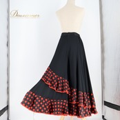 フラメンコ 衣装 ファルダ スカート 黒 赤 水玉 ドット フリル ICHIOKU イチオク ブラック系 レッド系 ダンス パーティ 発表会 フリル フレア スカート 大人サイズ プリント スカート おしゃれ ステージ衣装 踊り レディース フェス レディースファッション