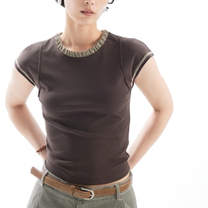 Sleeve Detail Short Sleeve T-Shirt  T4625