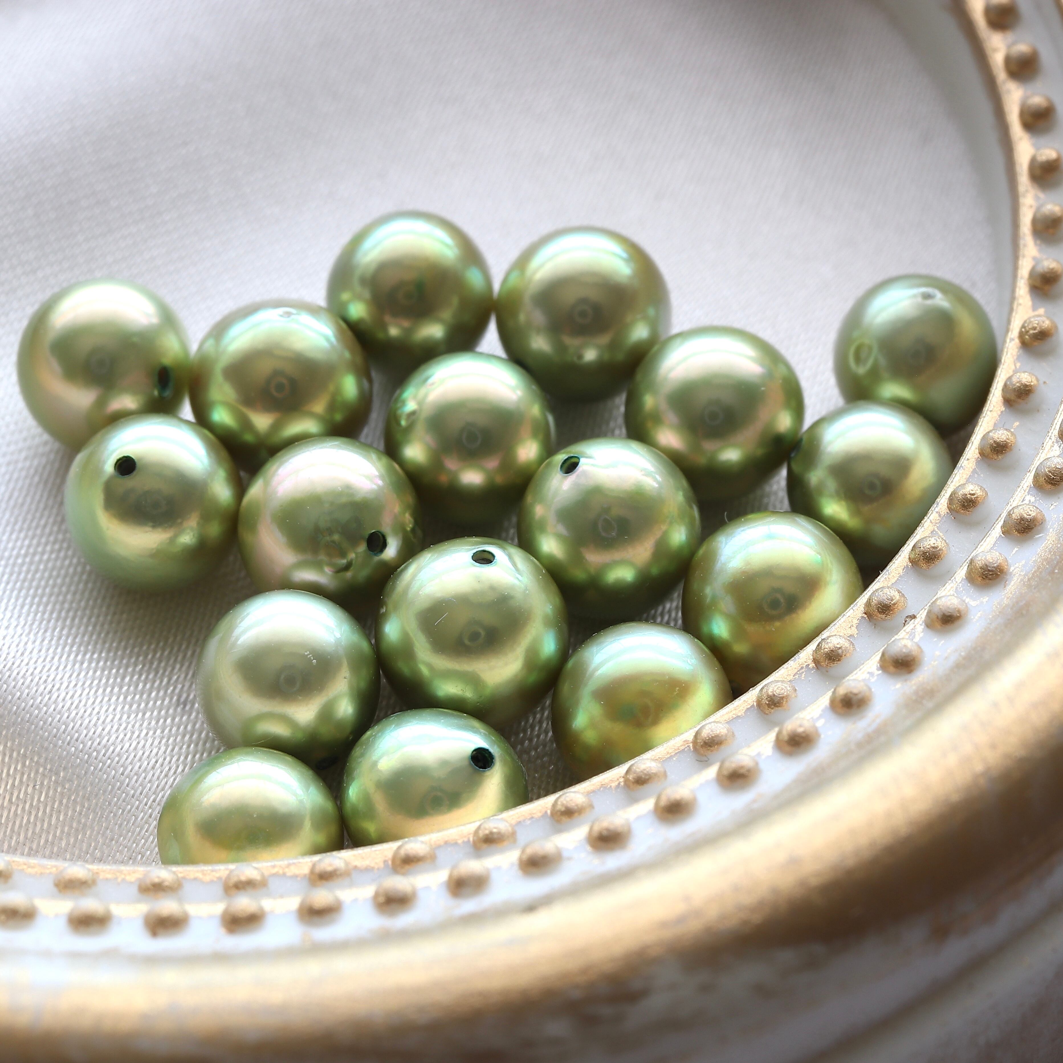 ★小山真珠★１円～現品限り！ピスタチオカラー大珠あこやＮＣ