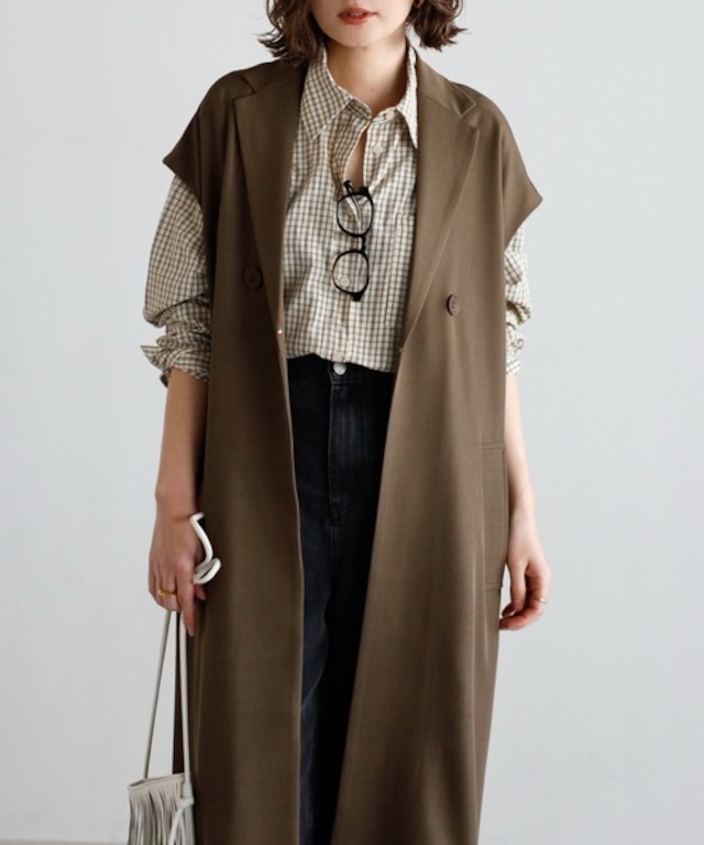 ジャケットライクロングテーラードベスト