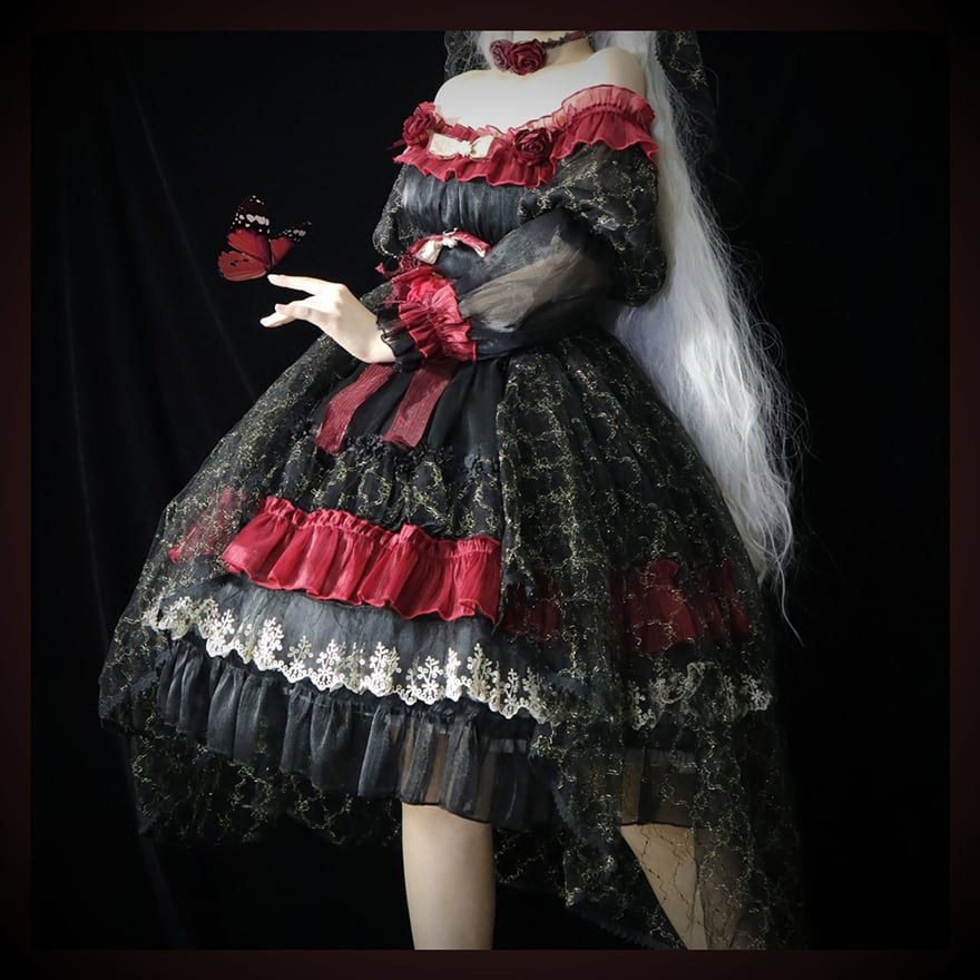 ゴスロリ ドレス セットアップ フリル レイヤード イベント コンカフェ