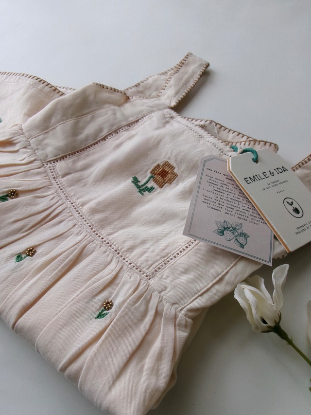 OUTLET【Emile et Ida】Cream Embroidered Floral Dress (サイズ5A)