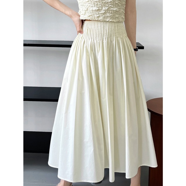 pleated waist A-line skirt