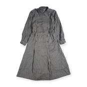 90s Miss Chloe ミスクロエ チェック 長袖 ワンピース /グレー系 レディース ビンテージ