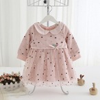 秋模様の長袖チュールワンピース