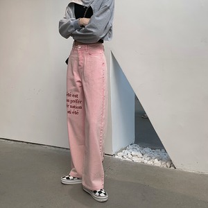 【パンツ 】 春新作、絶対欲しいピンク色ストレートパンツ　A0577