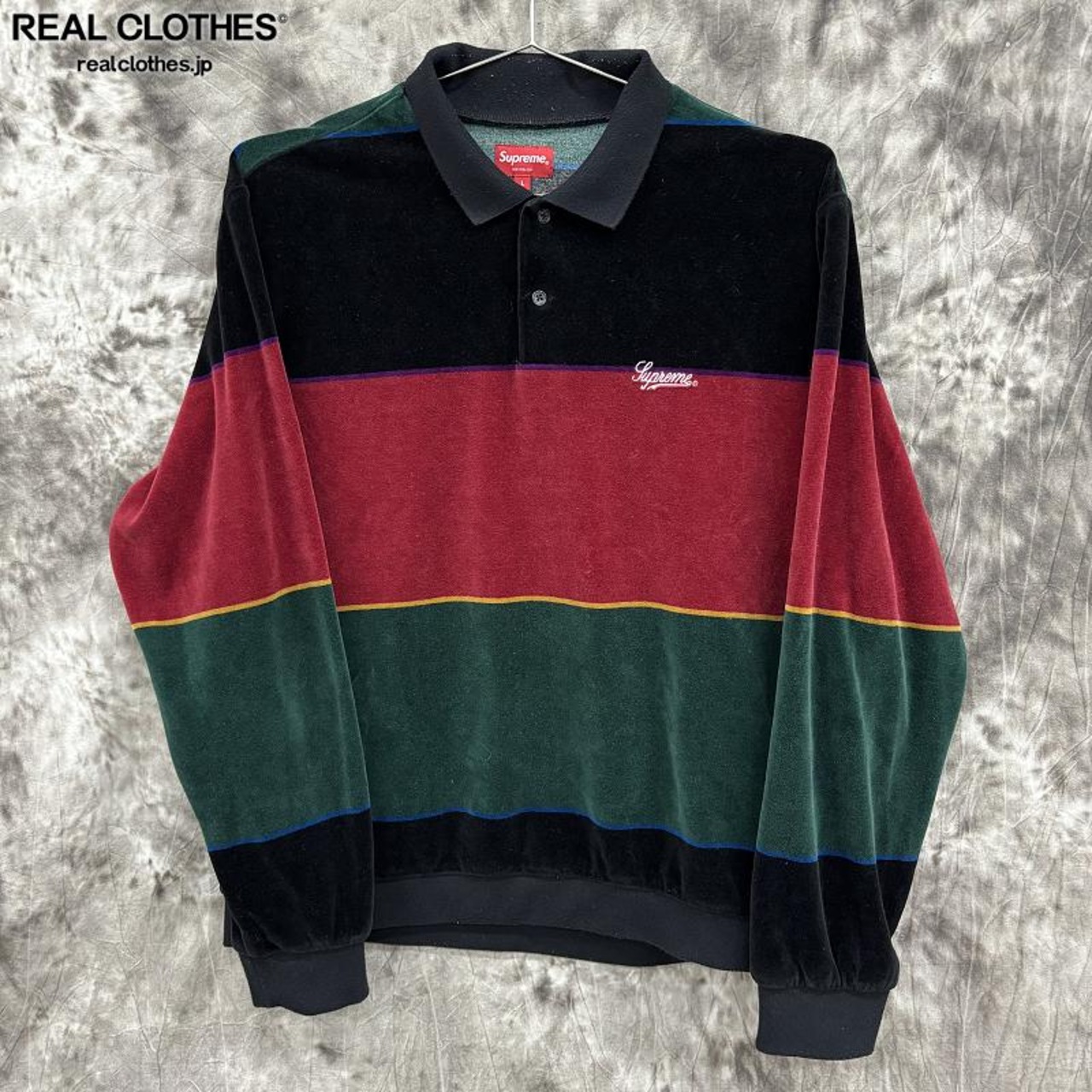 Supreme/シュプリーム【19AW】Stripe Velour L/S Polo/ストライプ  