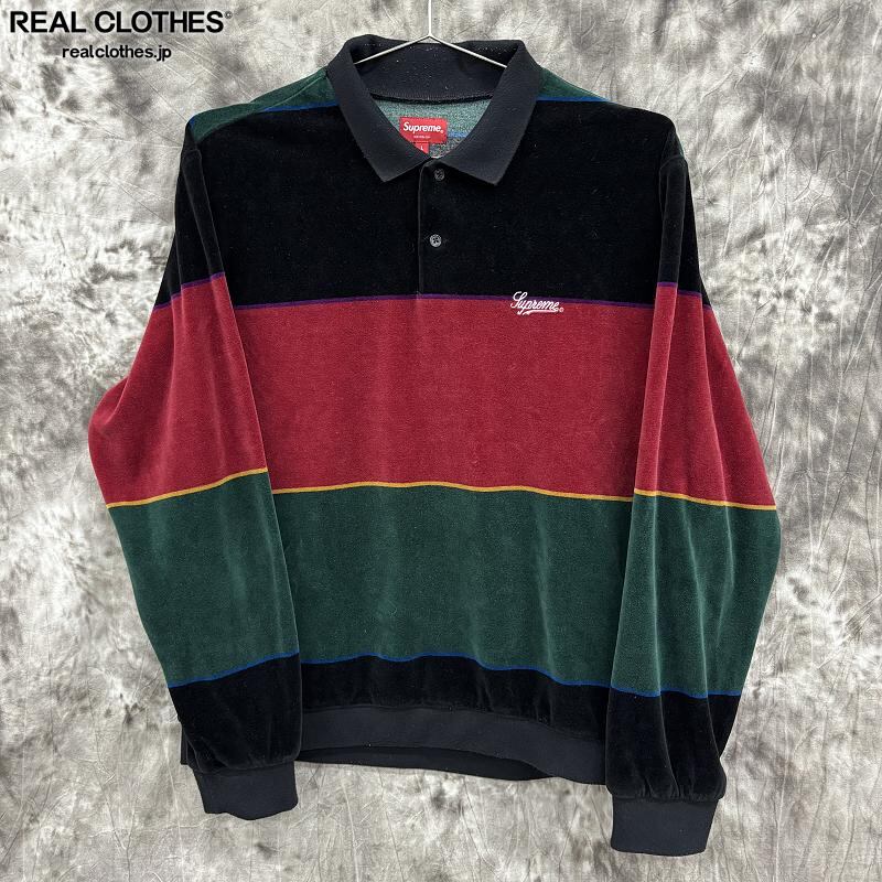 Supreme/シュプリーム【19AW】Stripe Velour L/S Polo/ストライプ 