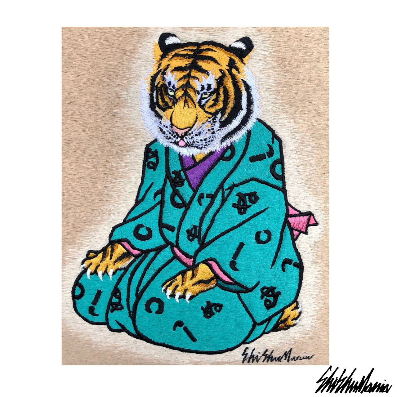 Tripping tiger刺繍パネル【横振り刺繍】