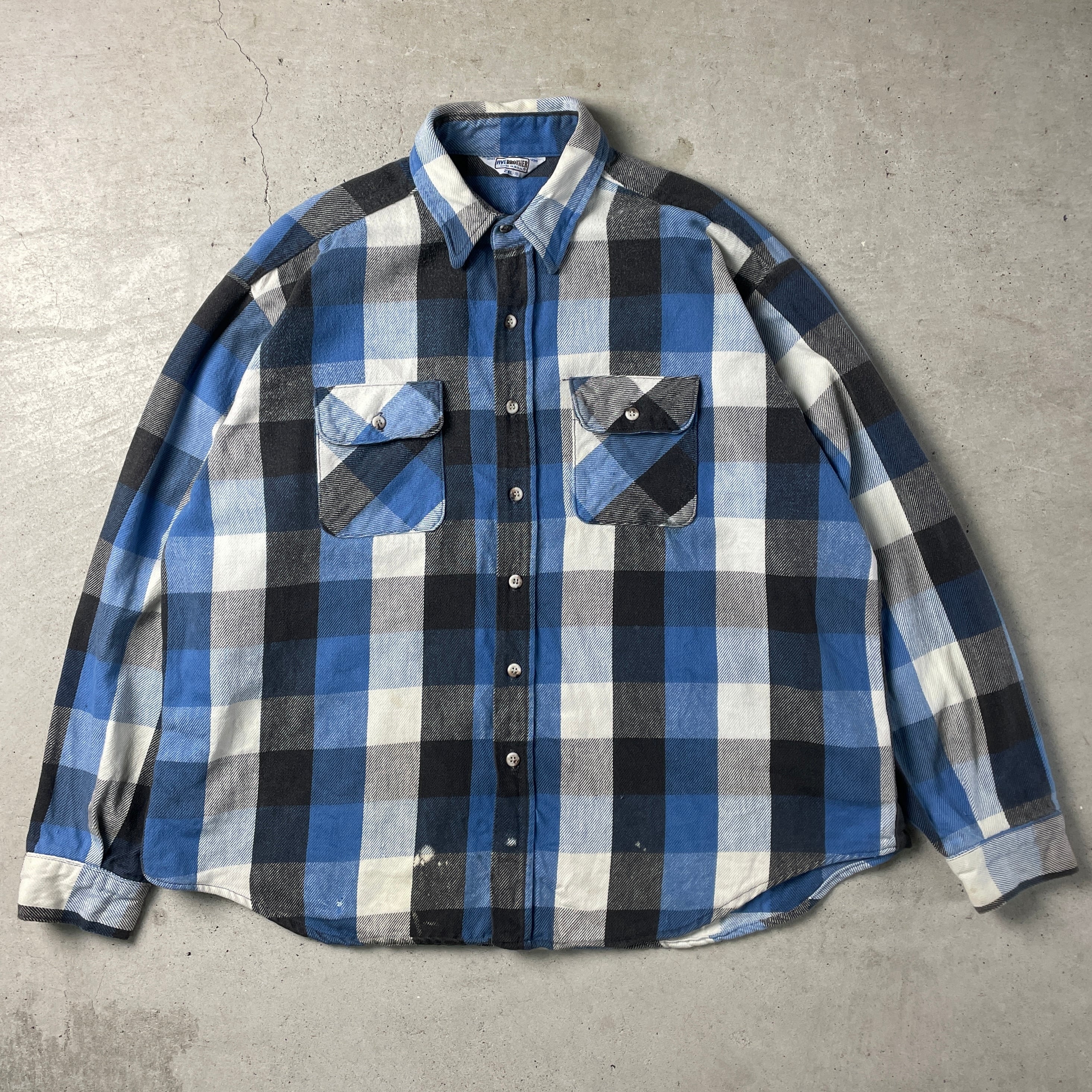 【STUSSY】90s 紺タグ USA製 ブロック柄 半袖シャツ ボタンシャツ