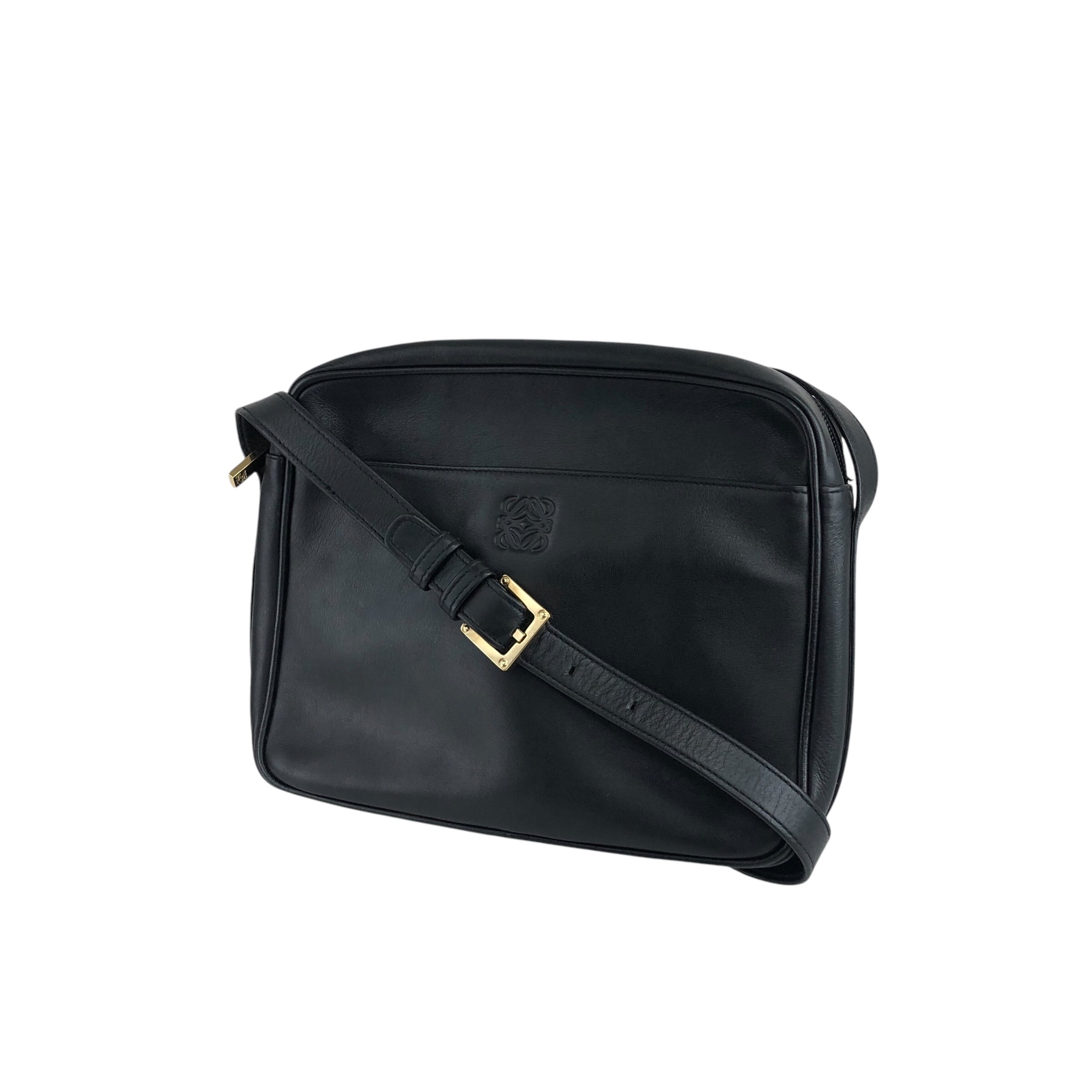 LOEWE ロエベ ショルダーバッグ ブラック アナグラム レザー vintage