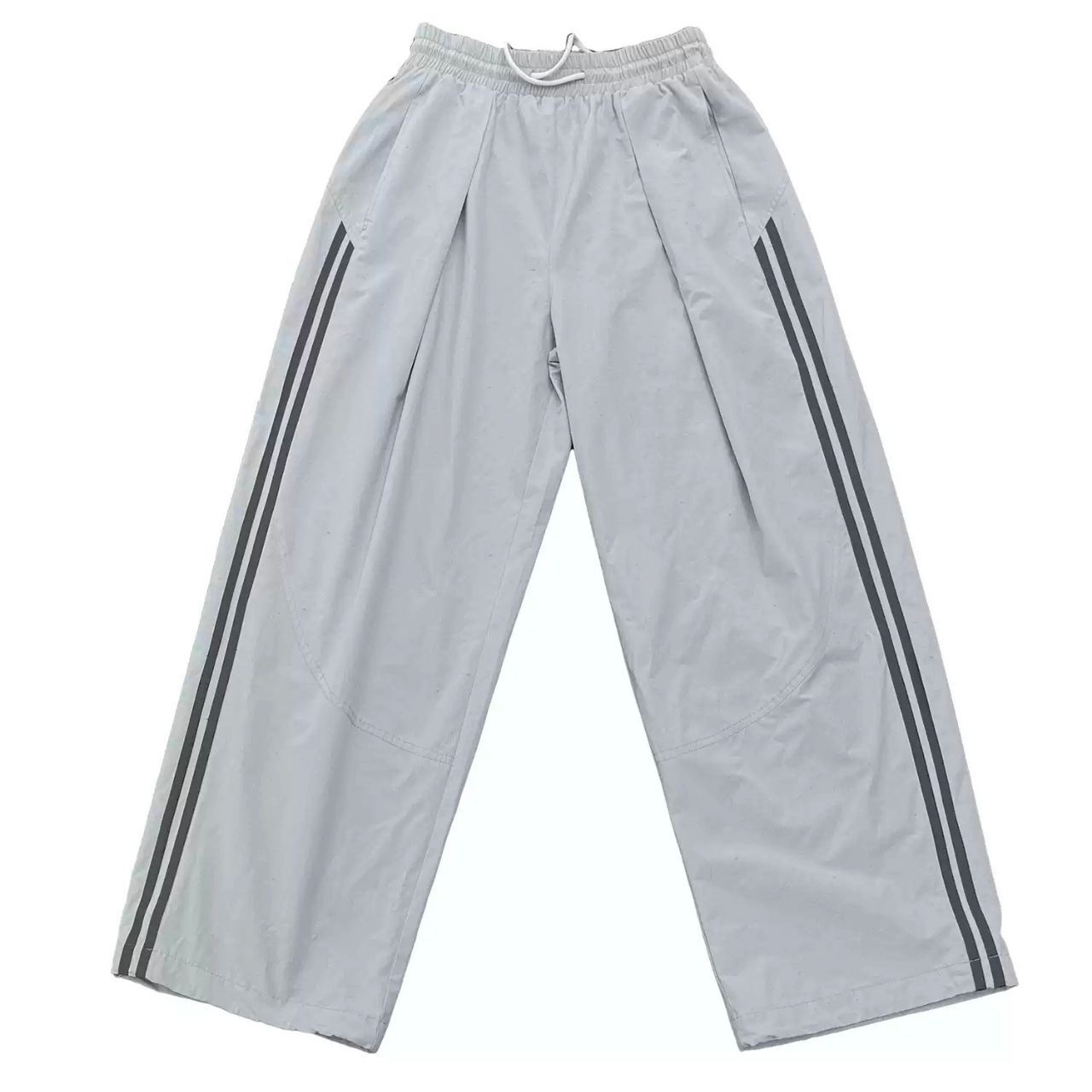 ホワイトグレーラインナイロンルーズパンツ　1101