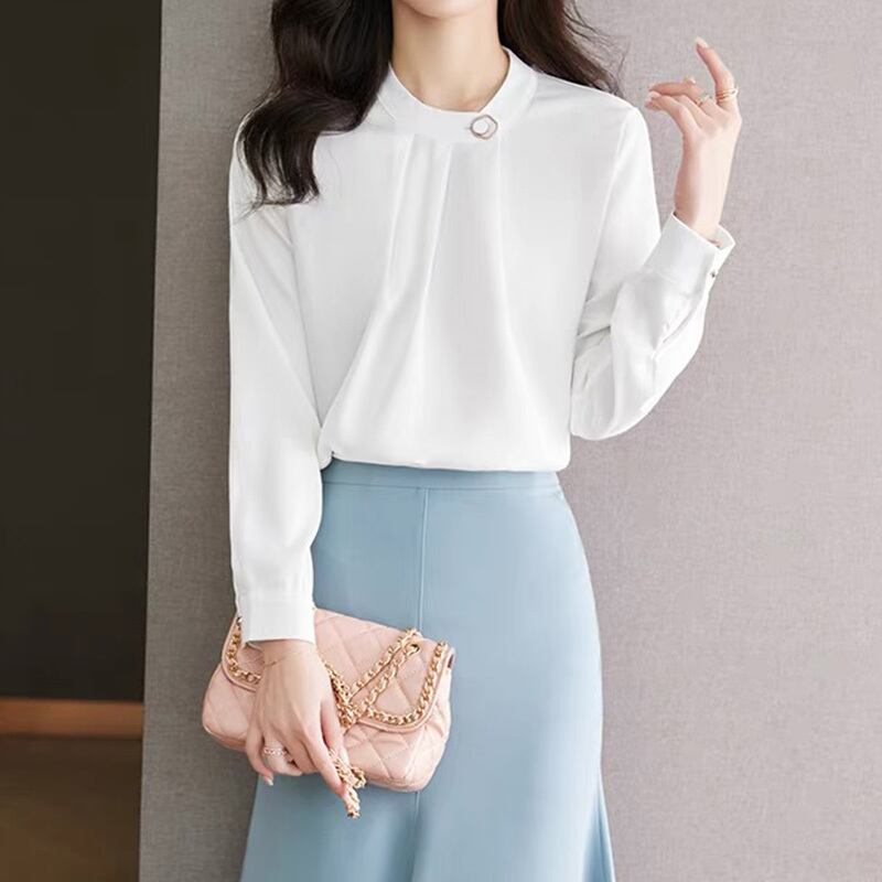 美品　SOEJU　スタンドカラータックブラウス　シャツ　M　ドレープ　長袖 スタンドカラータックブラウス - SOÉJU online store｜上質な