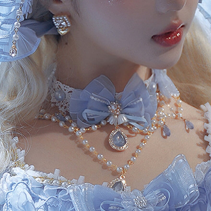 クラロリ ボンネットヘッドドレス フリル×パール装飾 撮影会向け