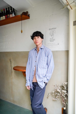 【1990s】"Angero Litrico" Cotton & Polyester Long Sleeve Stripe Shirts / 6-308