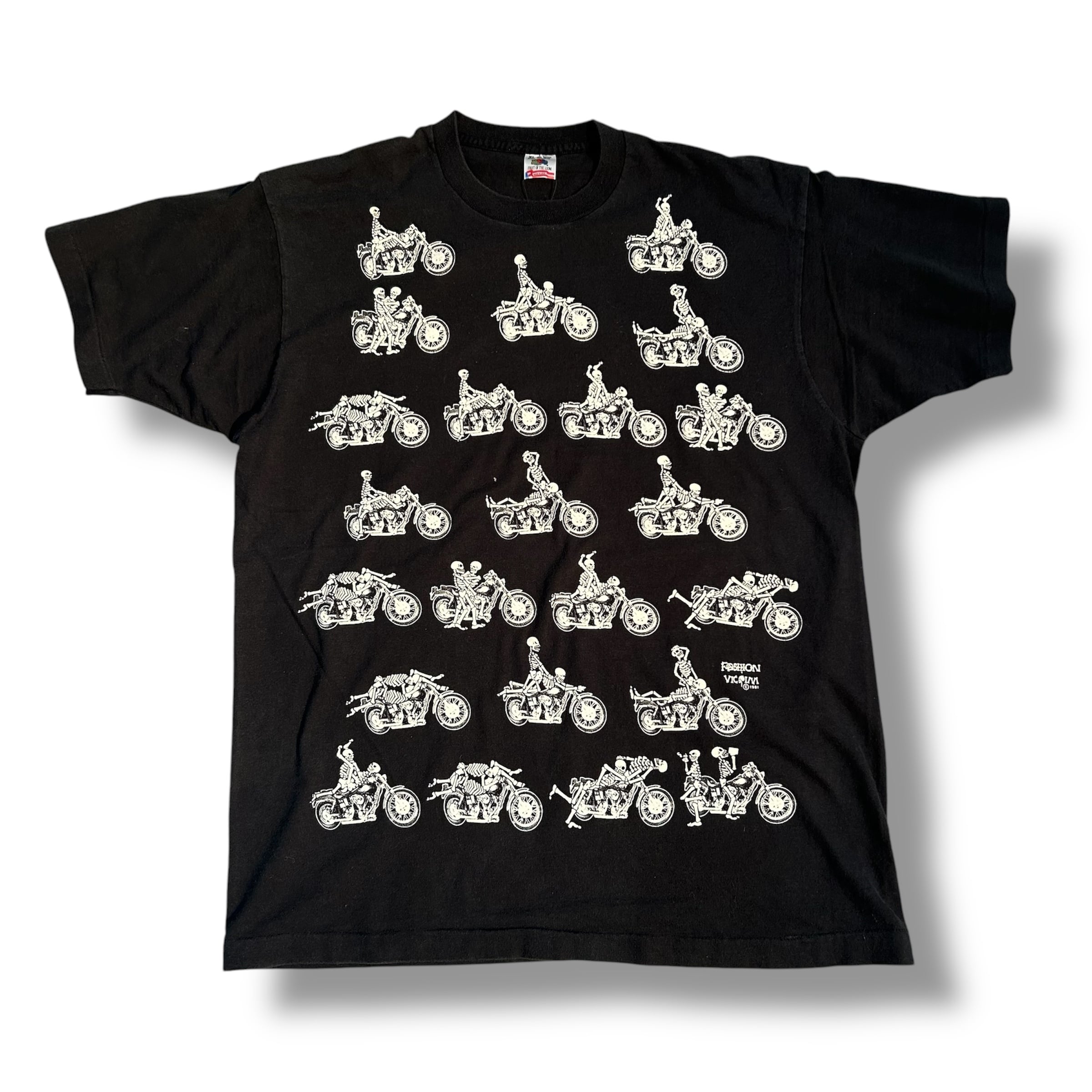 90年代 USA製 size:XL【Fashion Victim】四十八手 エロT スカル 両面