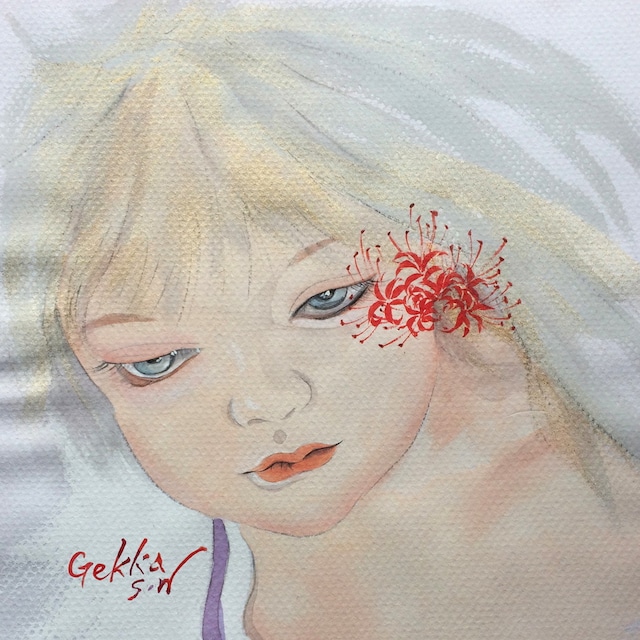 絵画 絵 ピクチャー 縁起画 モダン シェアハウス アートパネル アート art 14cm×14cm 一人暮らし 送料無料 インテリア 雑貨 壁掛け 置物 おしゃれ 和風アート 和 美人画 水彩画 染色画 アクリル画 ロココロ 画家 : 中島月下村 作品 :  Doll - kira