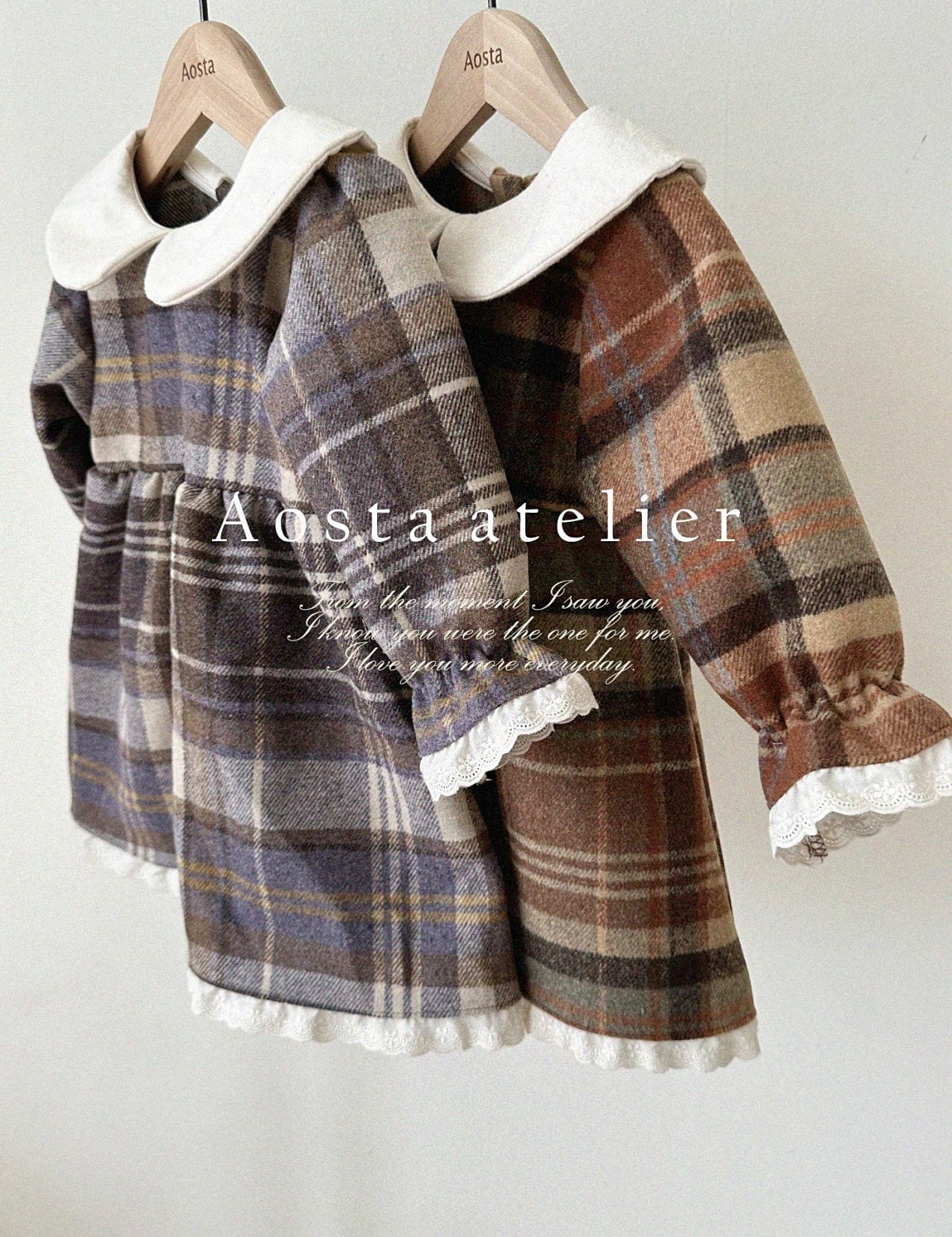 sold out»«Aosta» Wool check onepiece ウールチェック